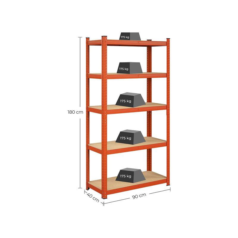 Rack de rangement avec 5 étagères - étagères réglables - 180 x 90 x 40 cm - jusqu'à 875 kg de capacité de chargement