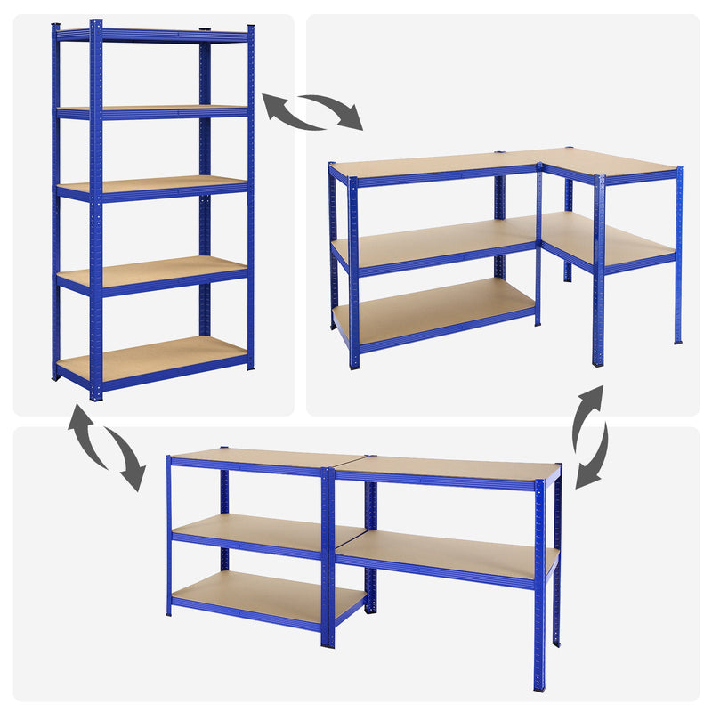 Opbergrek - Stellingkast - 5 verstelbare planken - Metalen rek - 180 x 90 x 40 cm - Draagvermogen tot 875 kg