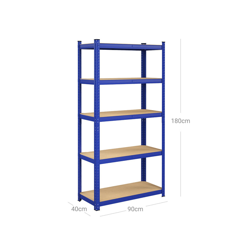 Storberry - telinekaappi - 5 säädettävät hyllyt - metallihylly - 180 x 90 x 40 cm - kuormakapasiteetti jopa 875 kg