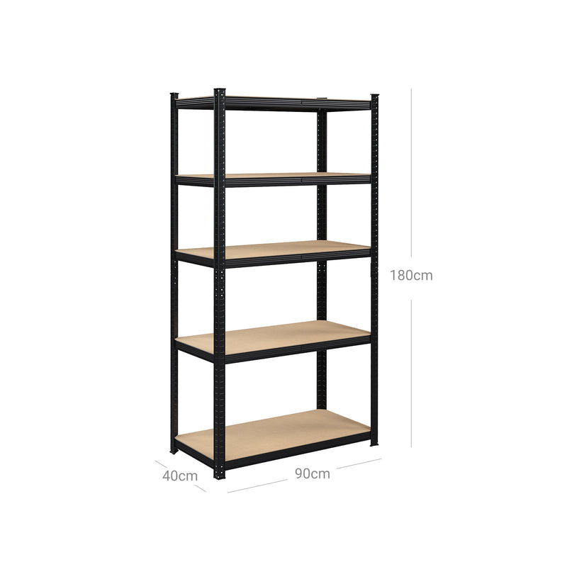 Rack de rangement avec 5 étagères - étagères réglables - 180 x 90 x 40 cm - jusqu'à 875 kg de capacité de chargement