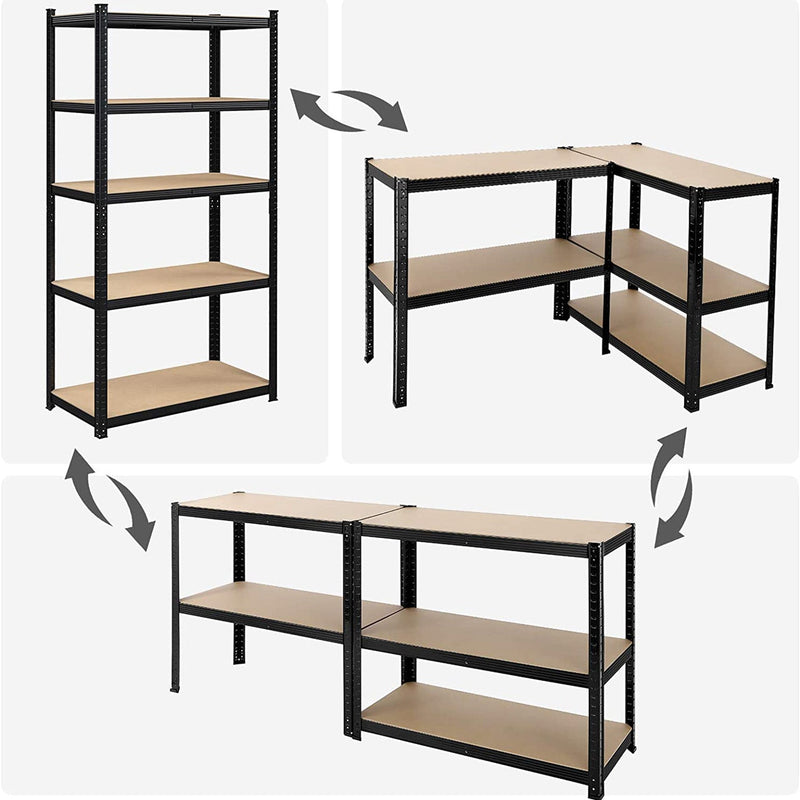 Opbevaringsskab - Sæt med 2 - Metalramme - 200 x 100 x 50 cm - Skattepligtig op til 875 kg - Sort