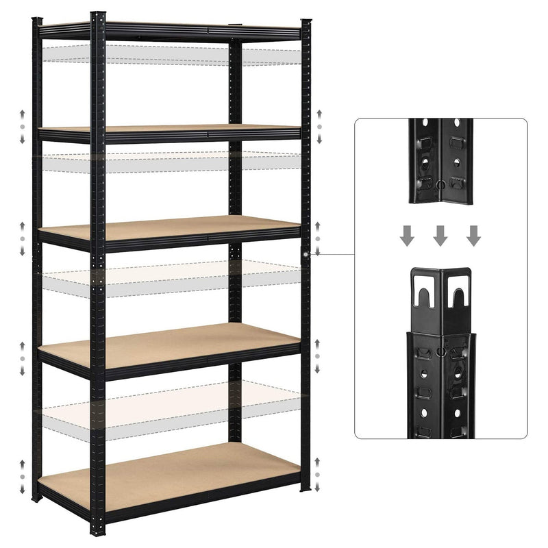 Opbevaringsskab - Sæt med 2 - Metalramme - 200 x 100 x 50 cm - Skattepligtig op til 875 kg - Sort