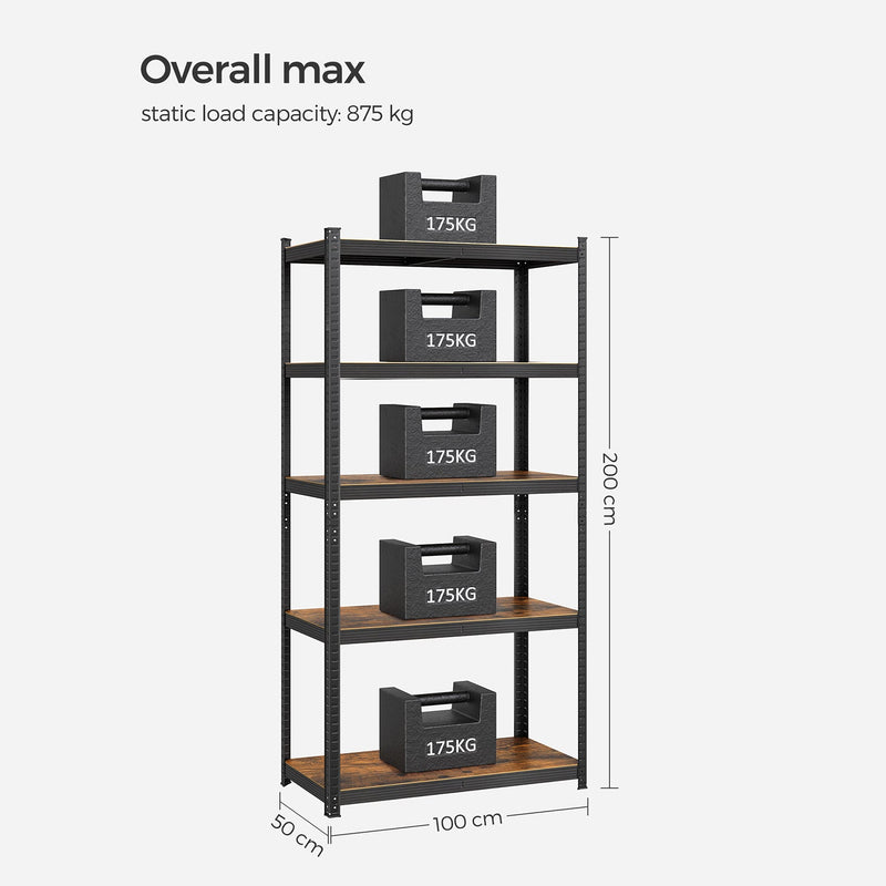 Opbevaringsskab - Stående rack - Opbevaringsskab - Opbevaringsbestyrelse - Køkkenskaber - bogreol - Vintage brun / sort