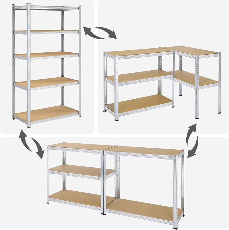 Opbevaringsstativ med 5 hylder - Justerbare hylder - 180 x 90 x 40 cm - til 875 kg belastningskapacitet