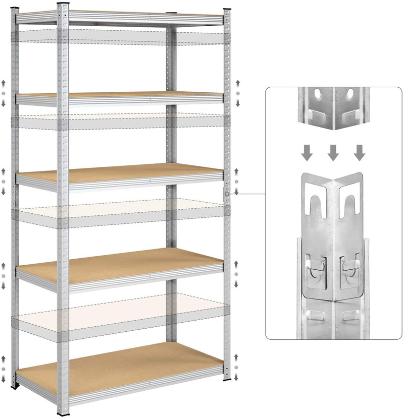 Opbergrek met 5 legborden - verstelbare legborden - 180 x 90 x 40 cm - tot 875 kg draagvermogen