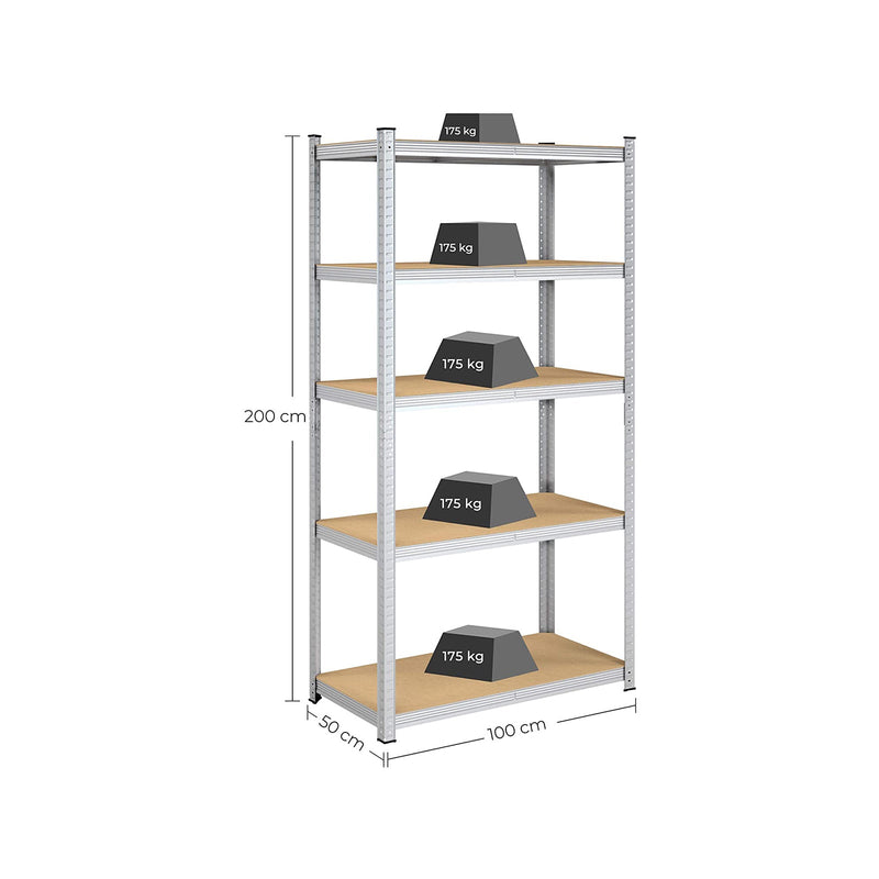 Rack de rangement avec 5 étagères - étagères réglables - 180 x 90 x 40 cm - jusqu'à 875 kg de capacité de chargement