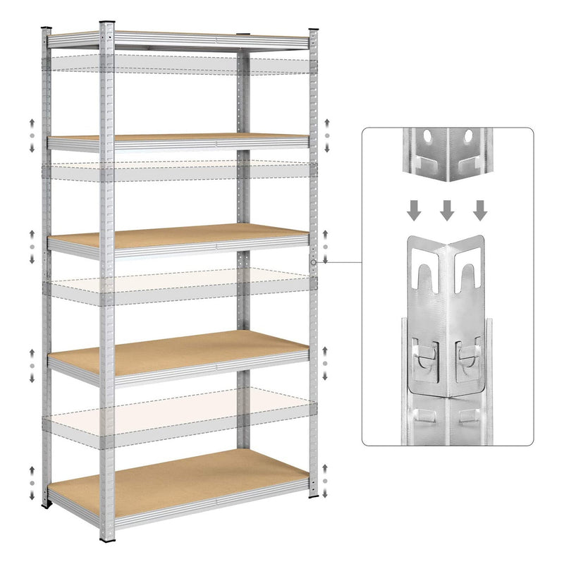 Armoire de rangement - Ensemble de 2 - 200 x 100 x 50 cm - imposable jusqu'à 875 kg - 5 étagères réglables