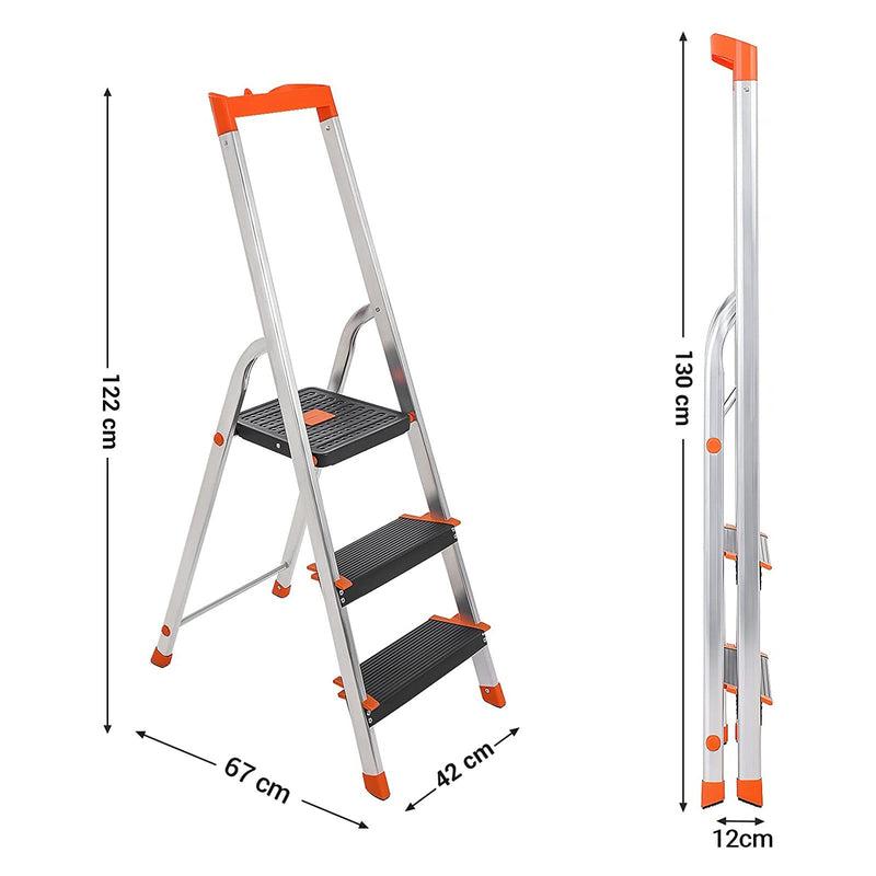 3- treden - Ladder - Aluminium opklapbare ladder - antislipvoeten - Belasting 150 kg