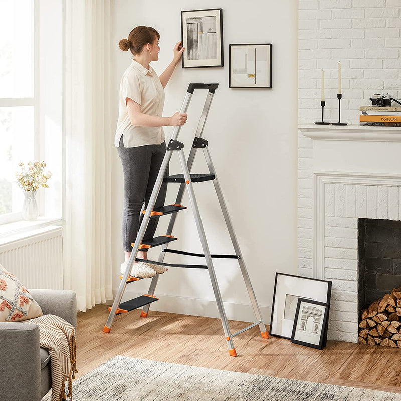 Échelle - 5 étapes - escalier - pliable - escalier - échelle en aluminium - laxable jusqu'à 150 kg