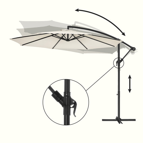 Parasol - med krumtap - UV -beskyttelse op til UPF 50+ - Beige - Ø 300 cm