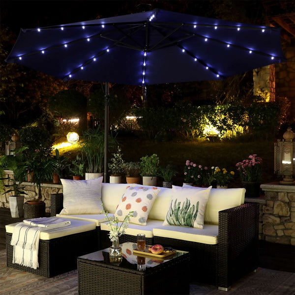 Parasol - Met ledverlichting - Op zonne-energie - Blauw