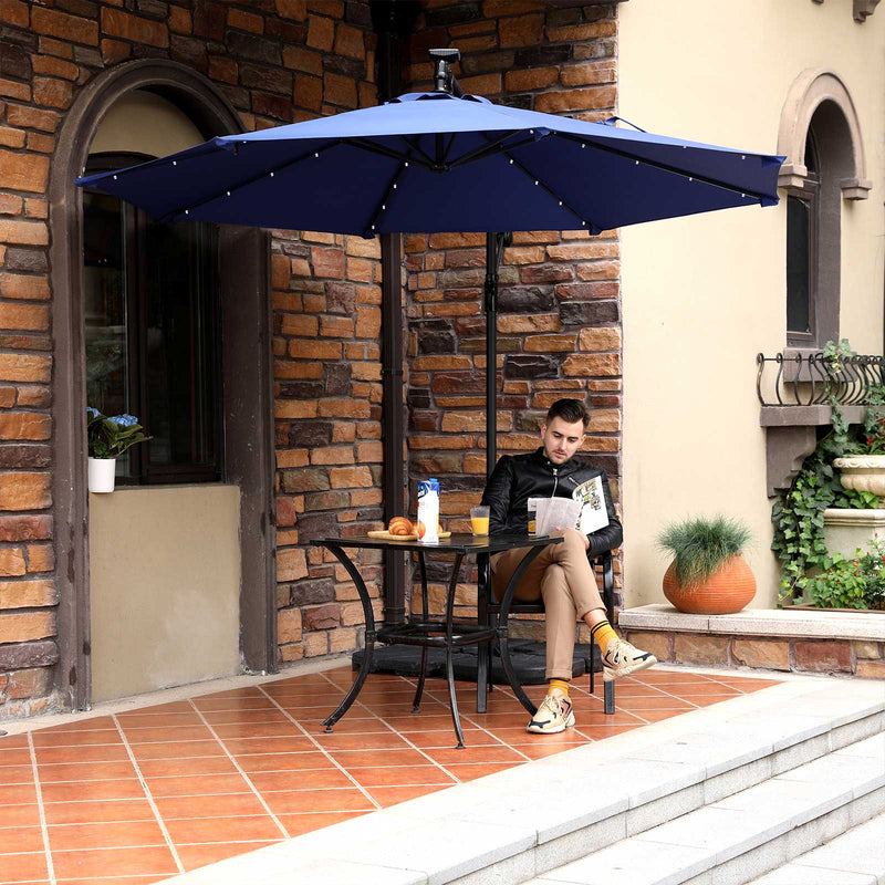 Parasol - Met ledverlichting - Op zonne-energie - Blauw