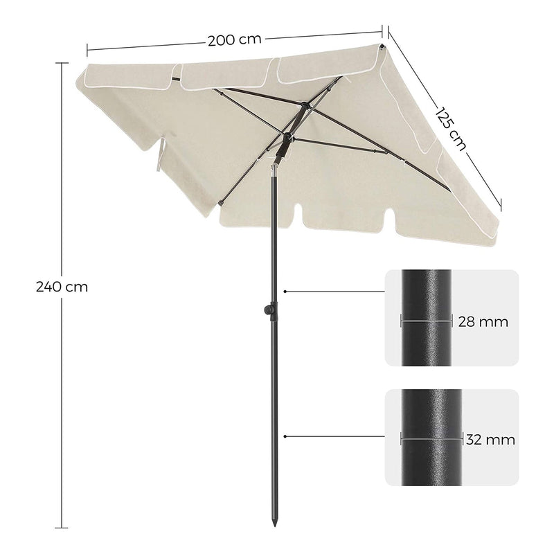 Parasol - Balkonparasol - Tuinparasol - Rechthoekig - Zonnewering - 200 x 125 cm - Beige