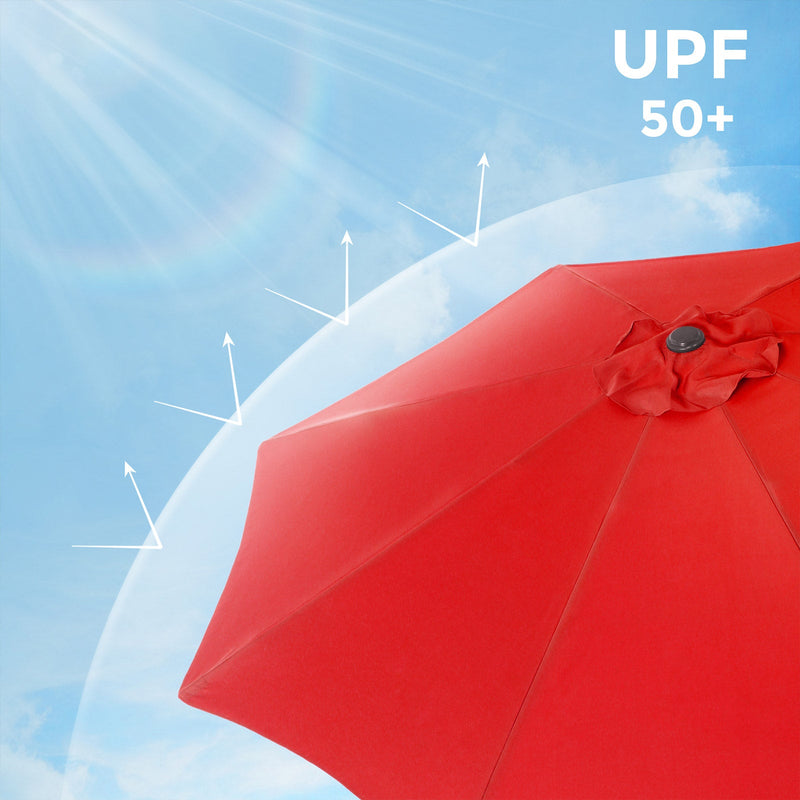 Parasol - Garden Parasol - Ø 270 cm - Parasol du marché - avec manivelle - Protection solaire - rouge