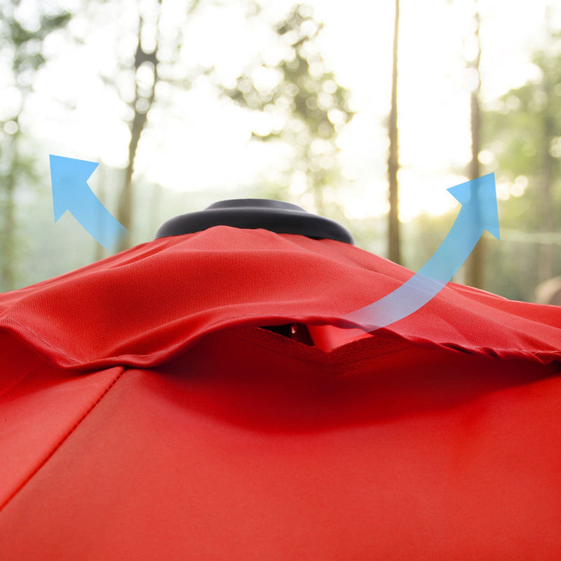 Parasol - Tuinparasol - Ø 270 cm - Marktparasol - Met zwengel - Zonwering - Rood