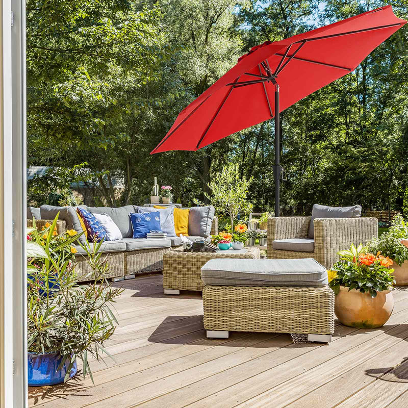 Parasol - Tuinparasol - Ø 300 cm - Achthoekig - Kantelbaar - Met zwengel - Rood