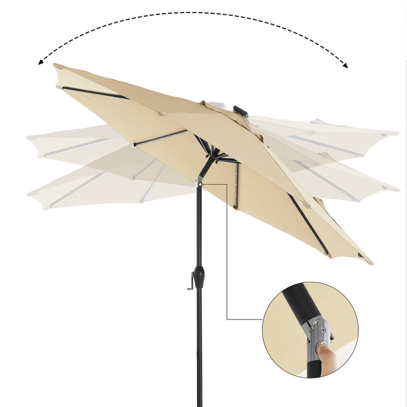 Parasol - med LED -solbelysning - Ø 270 cm