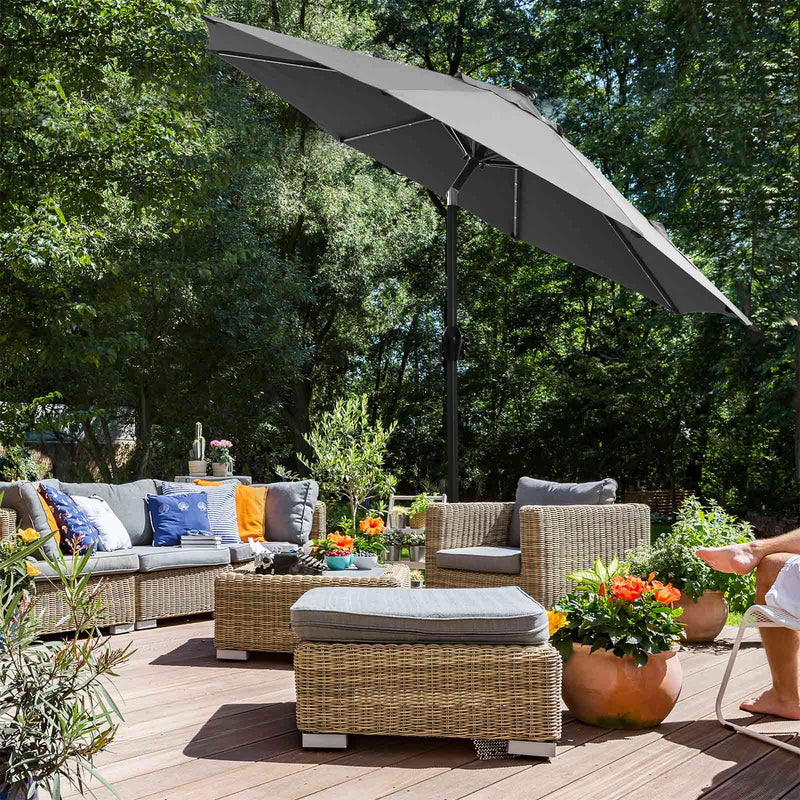 Parasol - Sunshade - Garden Parasol - avec éclairage LED - Gray