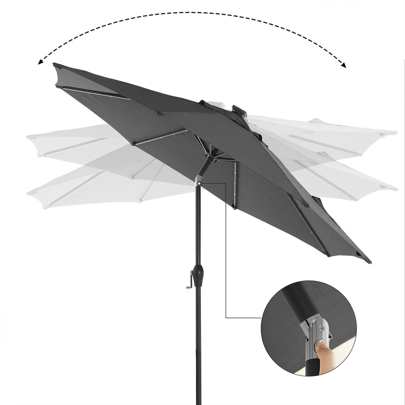 Parasol - markis - trädgårdsparasol - med LED -belysning - grå