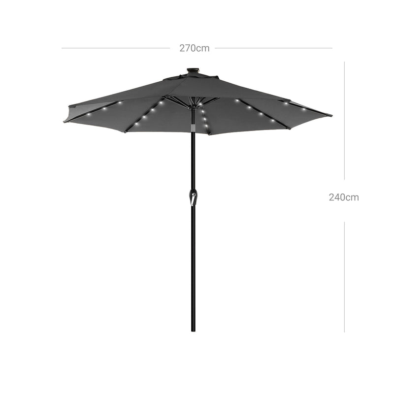 Parasol - Sunshade - Garden Parasol - avec éclairage LED - Gray