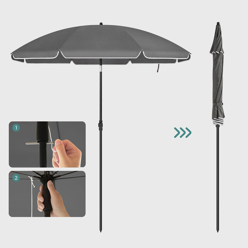 Parasol - Jardin Parasol - Protection solaire - avec manivelle - Ø 160 cm - Gray