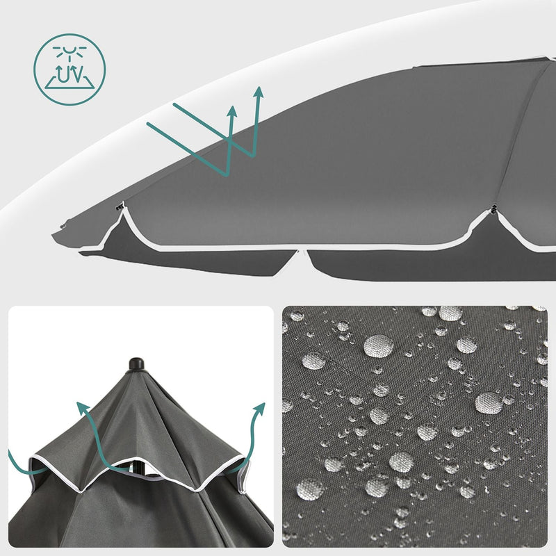 Parasol - Tuinparasol - Zonwering - Met zwengel - Ø 160 cm - Grijs