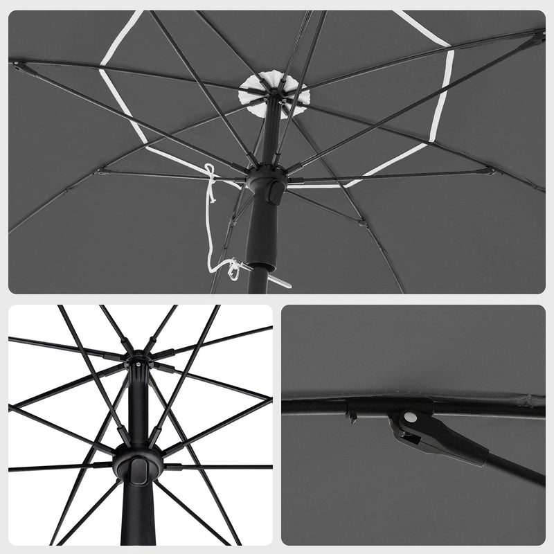 Parasol - Garden Parasol - Solbeskyttelse - med krumtap - Ø 160 cm - Grå