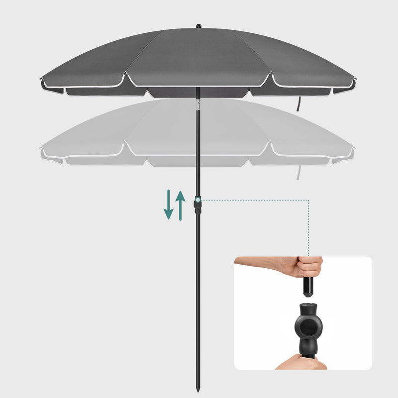 Parasol - Jardin Parasol - Protection solaire - avec manivelle - Ø 160 cm - Gray