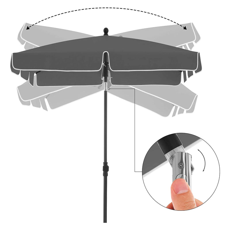 Parasol - Rechthoekige tuinscherm - Uv-bescherming tot UPF 50+ - Kantelbaar - Parasoldoek - Grijs