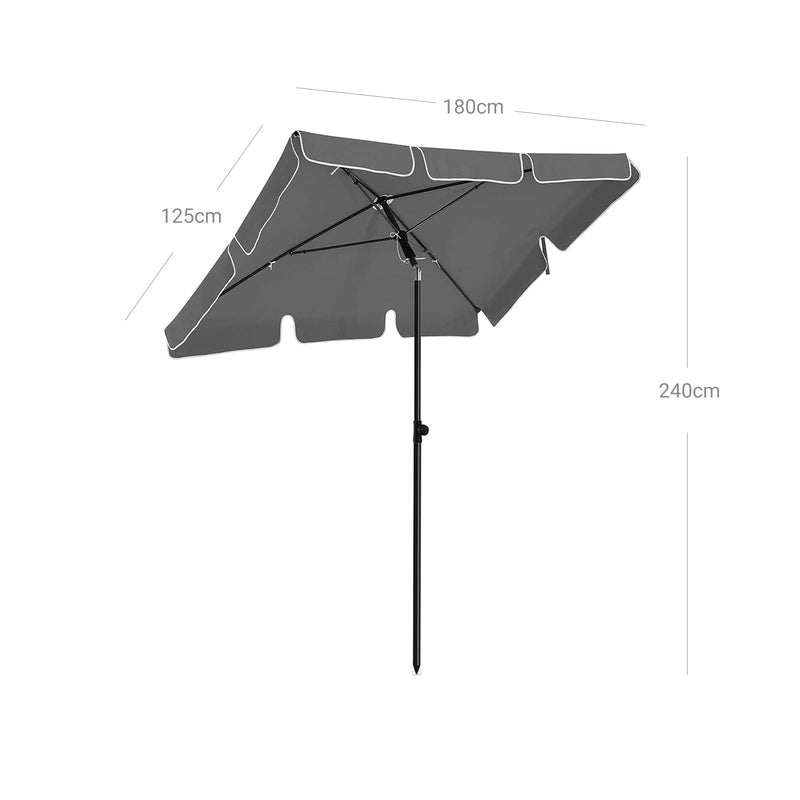 Parasol - Rechthoekige tuinscherm - Uv-bescherming tot UPF 50+ - Kantelbaar - Parasoldoek - Grijs