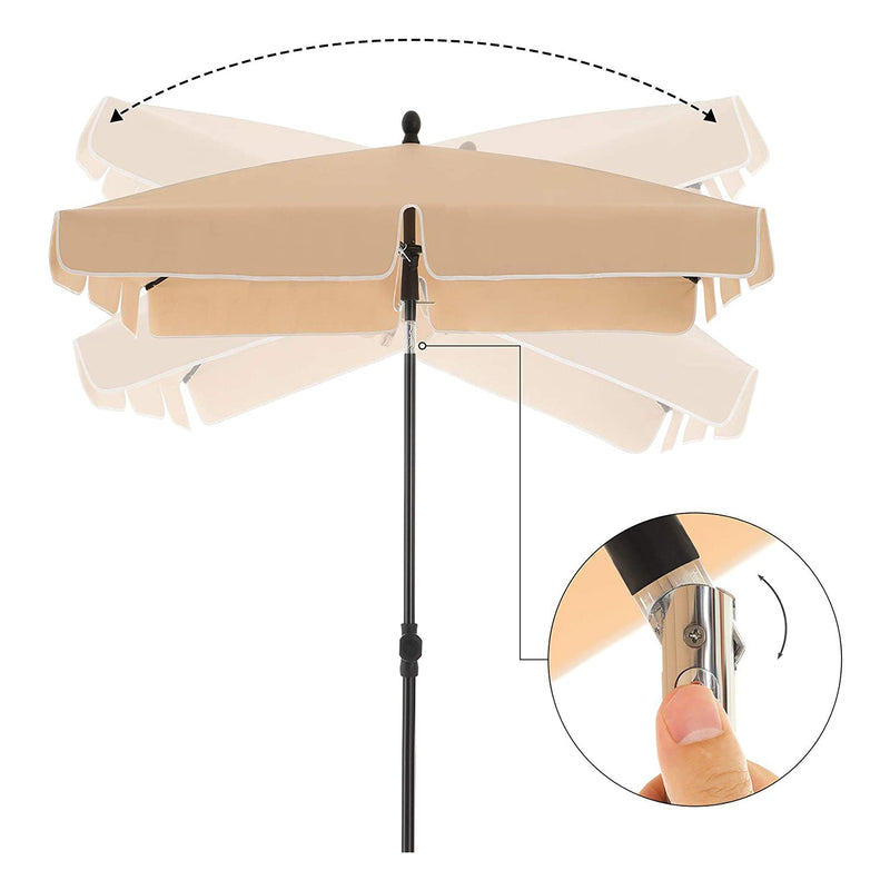 Parasol - rektangulær - vipperbar - 180 x 125 cm - Taupe