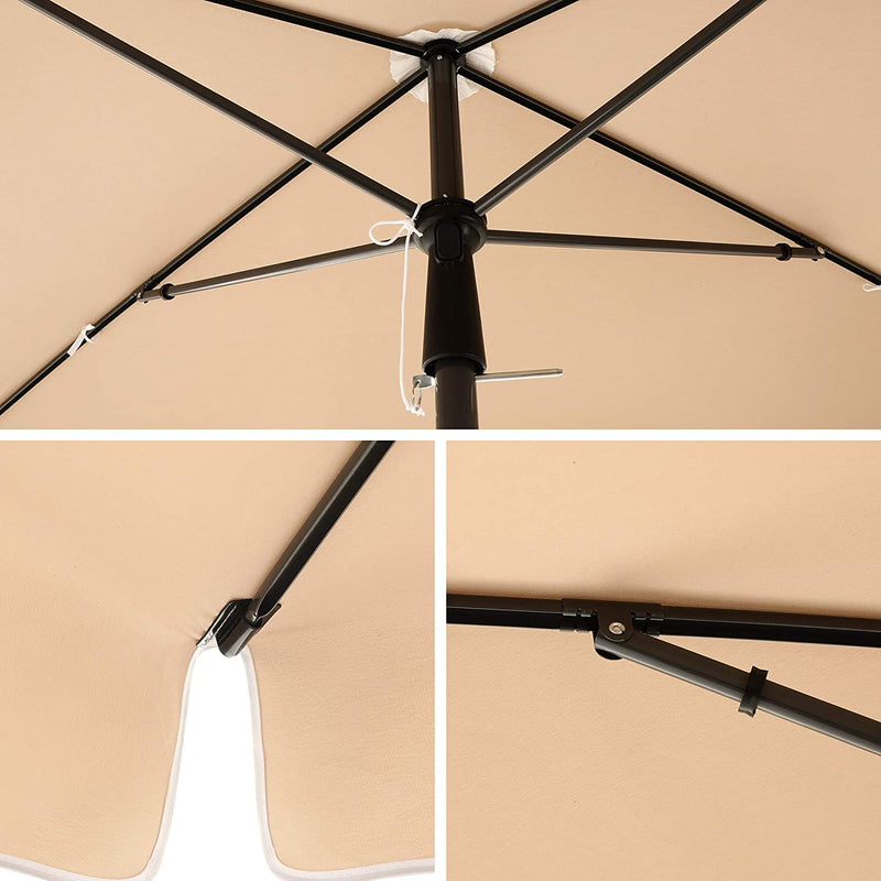 Parasol - suorakaiteen muotoinen - kallistettava - 180 x 125 cm - taupe