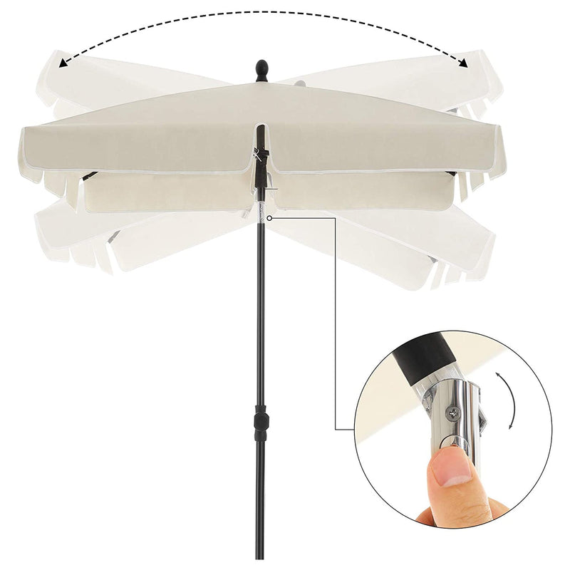 Parasol - puutarha -parasoli - suorakaiteen muotoinen - kallistettava - 180 x 125 cm - beige