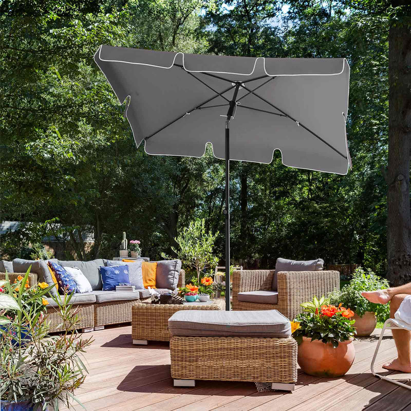 Parasol - Garden Parasol - Rektangulær - sammenfoldelig - 200 x 125 cm - Grå