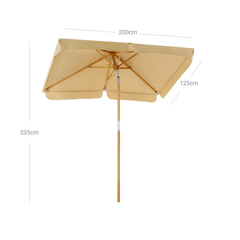 Parasol - 200 x 125 cm - Kantelbaar - Rechthoekige balkonparasol - Beige