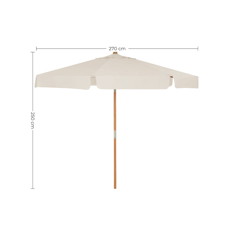 Parasol - Garden Parasol - 270 cm - Octagonal - Hout Parasol Pole - Tiltable - Beige