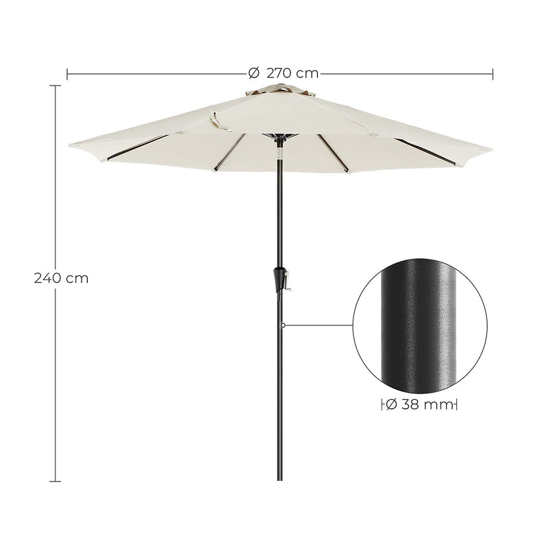 Parasol - Haveparasol - vippbar - med krumtap - Ø 270 cm - beige