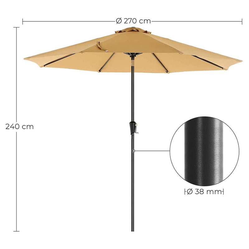 Garden Parasol - Terrace Parasol - Sun Protection - Awisning - Taupe