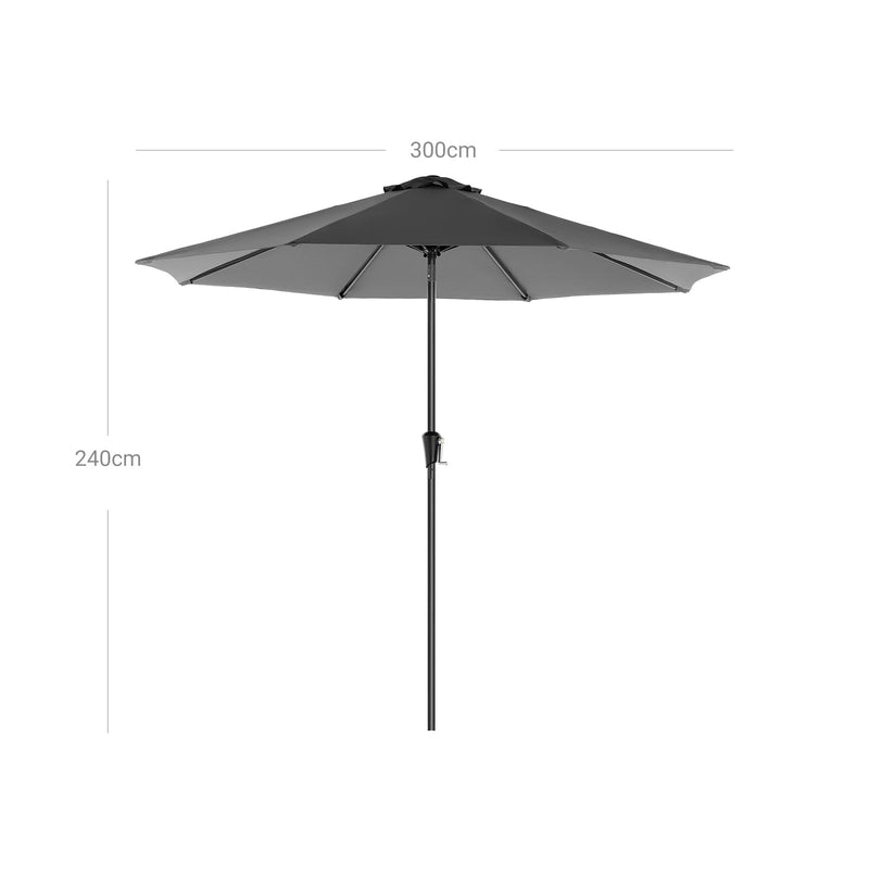 Parasol - trädgårdsskärm - åttkantig - med slinger - Ø 300 cm - grå