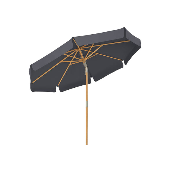 Parasol - 300 cm - Octagonal - Garden Parasol - Sol Protection - Parasol Stick and Paraply Ribs of Wood - Grey