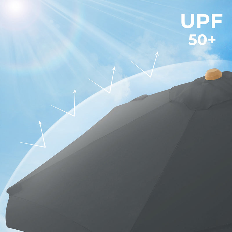 Parasol - 300 cm - kahdeksankulmainen - puutarha -parasoli - auringonsuoja - Parasol -tikku ja puun kylkiluut - harmaa