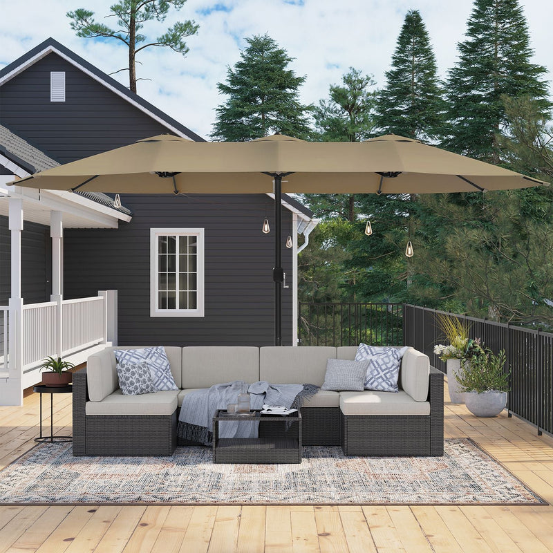 Parasol - Parasol de jardin extra grand - Auvent - Forme ovale - Brown