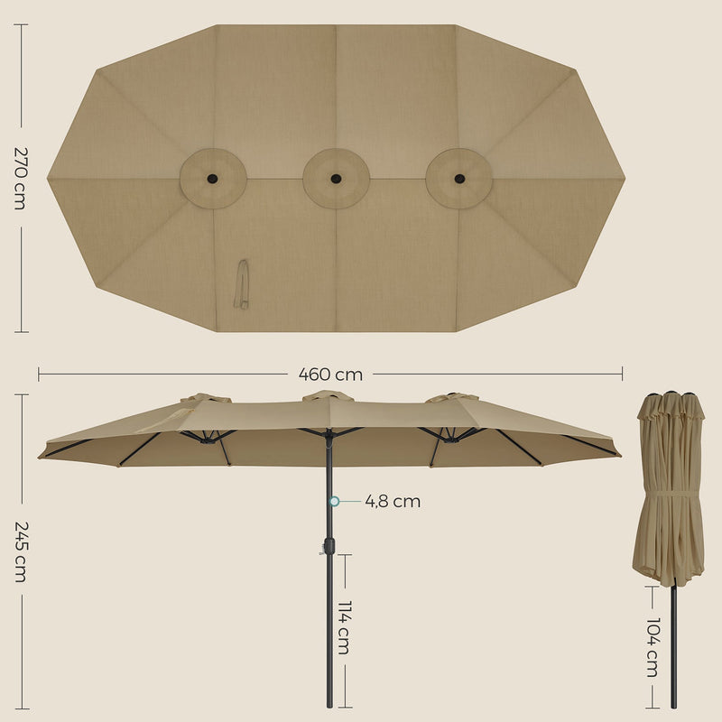 Parasol - extra stor trädgårdsparasol - markis - oval form - brun