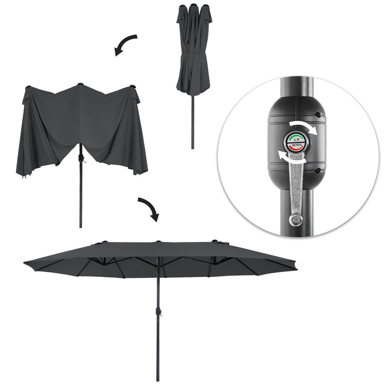 Parasol - Parasol de jardin extra grand - Auvent - Forme ovale - Gray