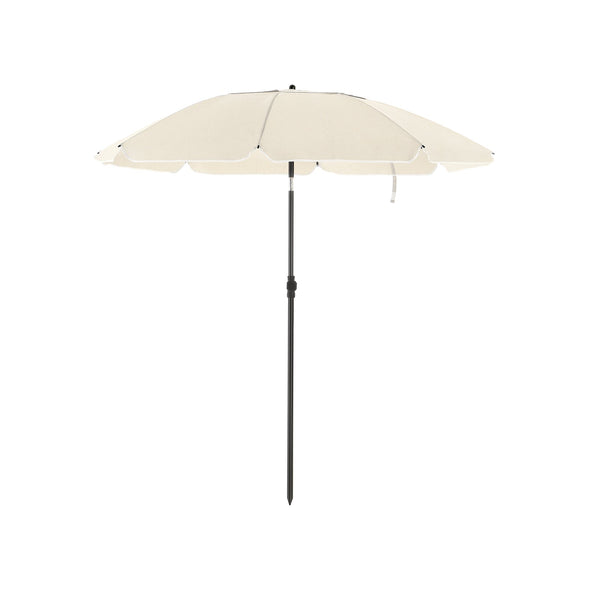 Parasol - Beach Parasol - Ø 200 cm - kahdeksankulmainen - kallistettava - kampi - beige