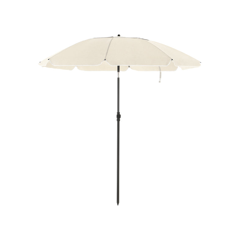 Parasol - Beach Parasol - Ø 200 cm - kahdeksankulmainen - kallistettava - kampi - beige