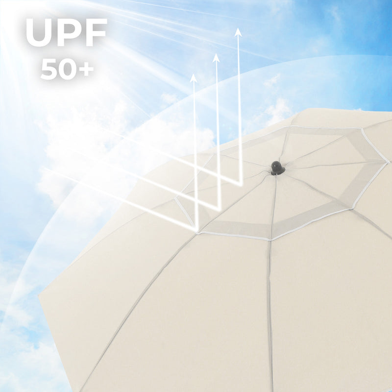 Parasol - Parasol pe plajă - Ø 200 cm - Octagonal - Tiltable - cu manivelă - bej