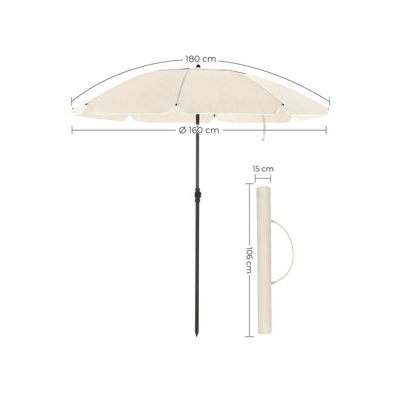 Parasol - Beach Parasol - Ø 200 cm - Octagonal - Tiltable - With Crank - Beige