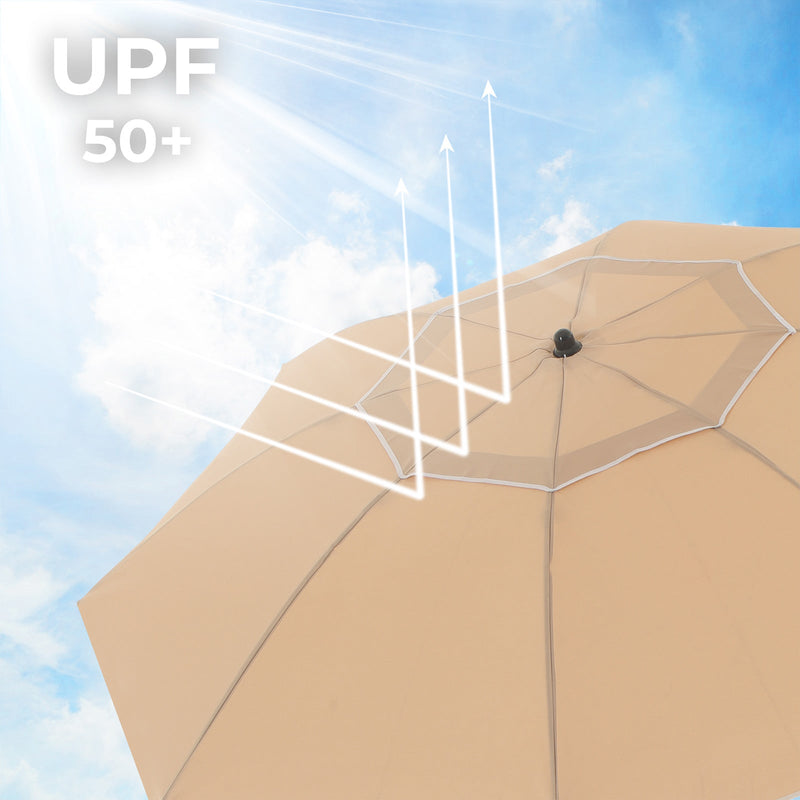 Parasol - puutarha -parasoli - Ø 200 cm - kahdeksankulmainen - kallistettava - kampilla - taupe