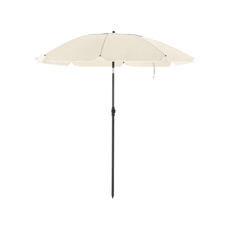 Parasol - Beach Parasol - Ø 200 cm - kahdeksankulmainen - kallistettava - kampi - beige